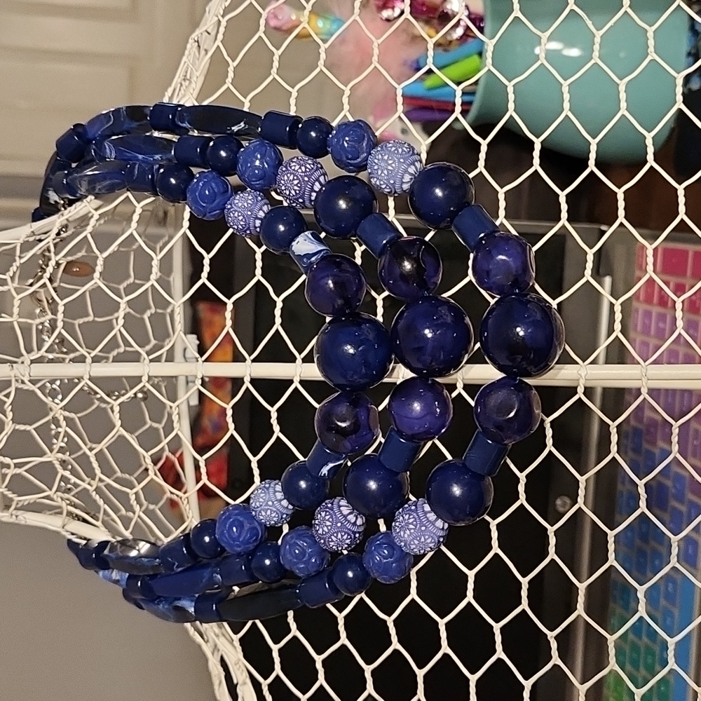 Chico's Blue Three Strand Necklace